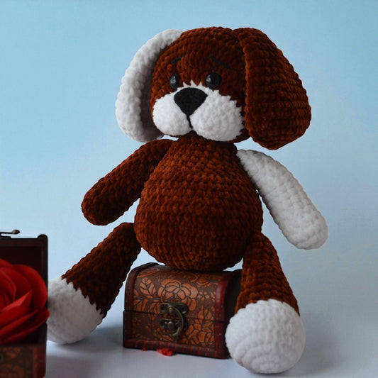 Muffin Puppy – Handmade Crochet Plush Dog | Soft Chenille Toy